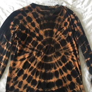 Black and Orange Tie Dye Long Sleeve